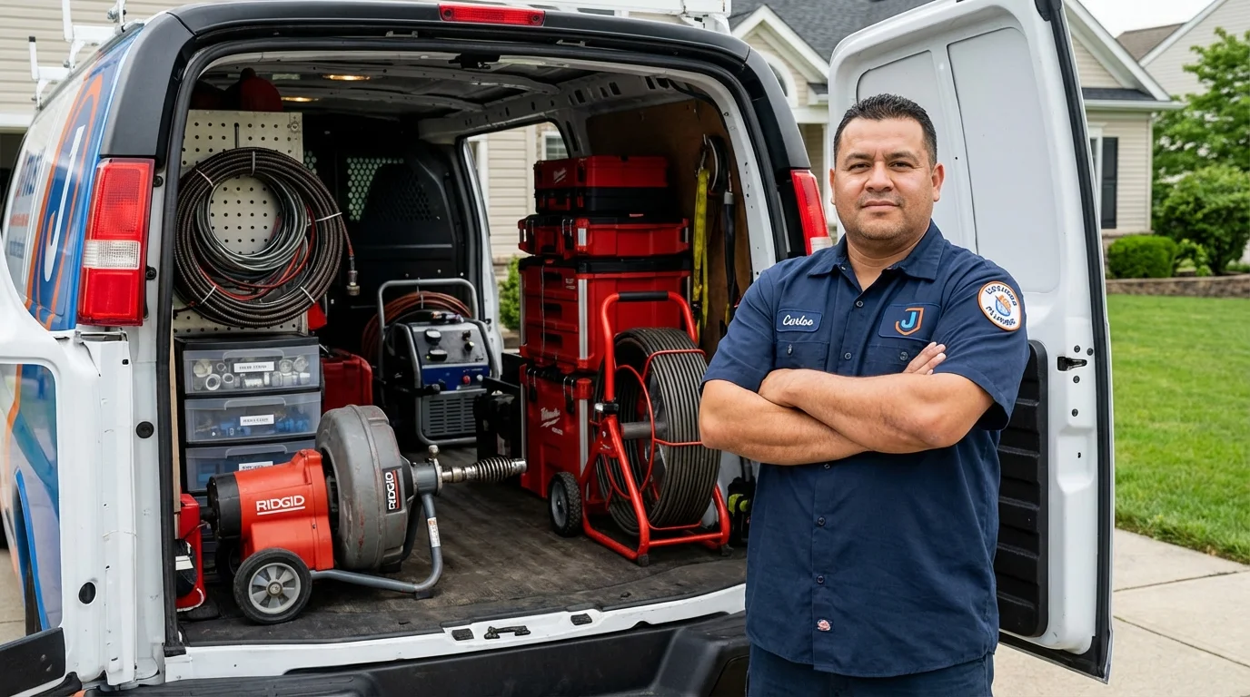Professional drain cleaning equipment and Johns Plumbing LLC plumber in Pearland