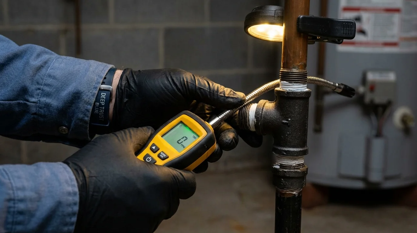 Gas leak detection with electronic sniffer by Johns Plumbing LLC in Pearland